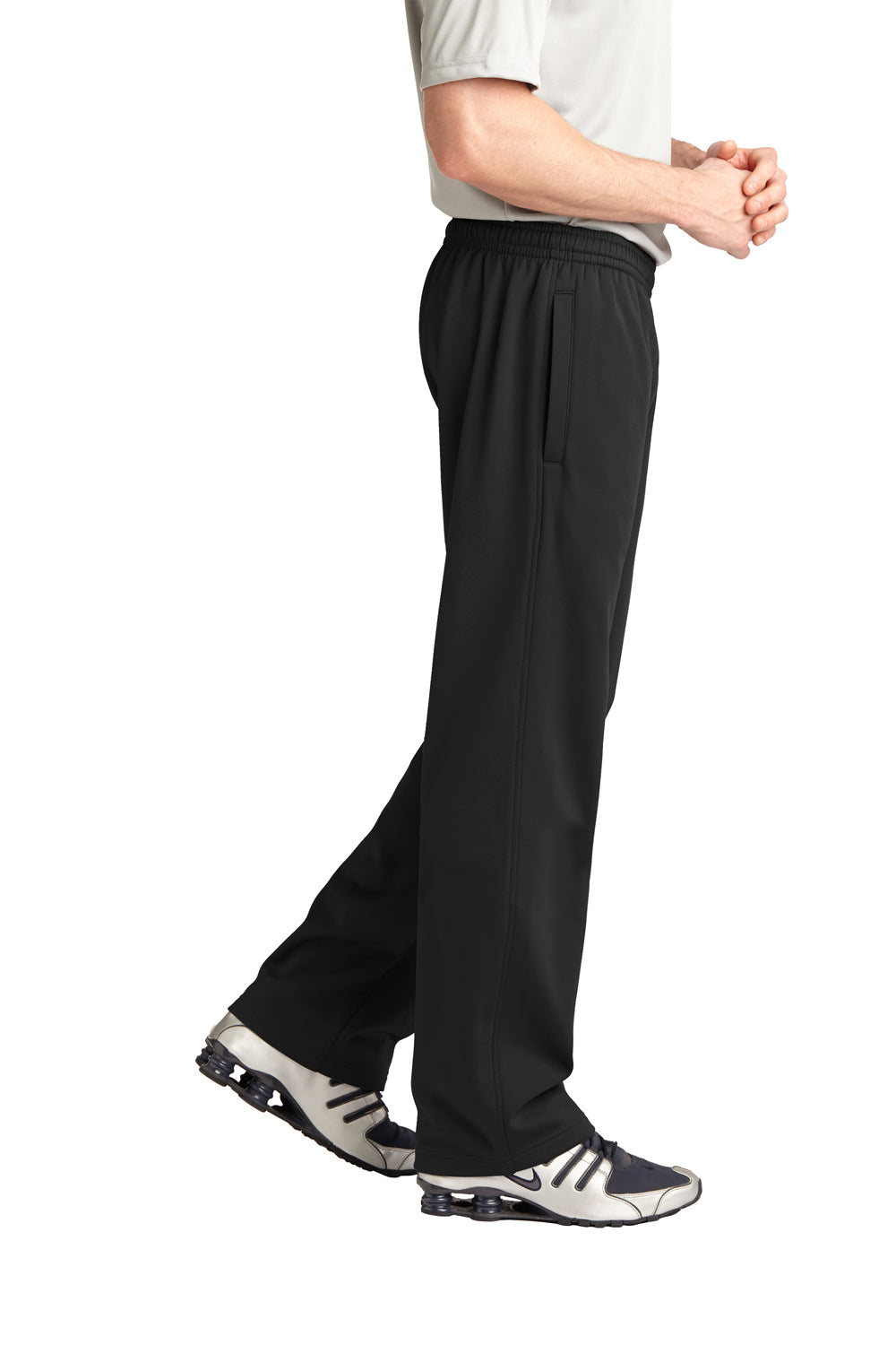 Mens Sport Wick Moisture Wicking Fleece Sweatpants w/ Pockets - Black