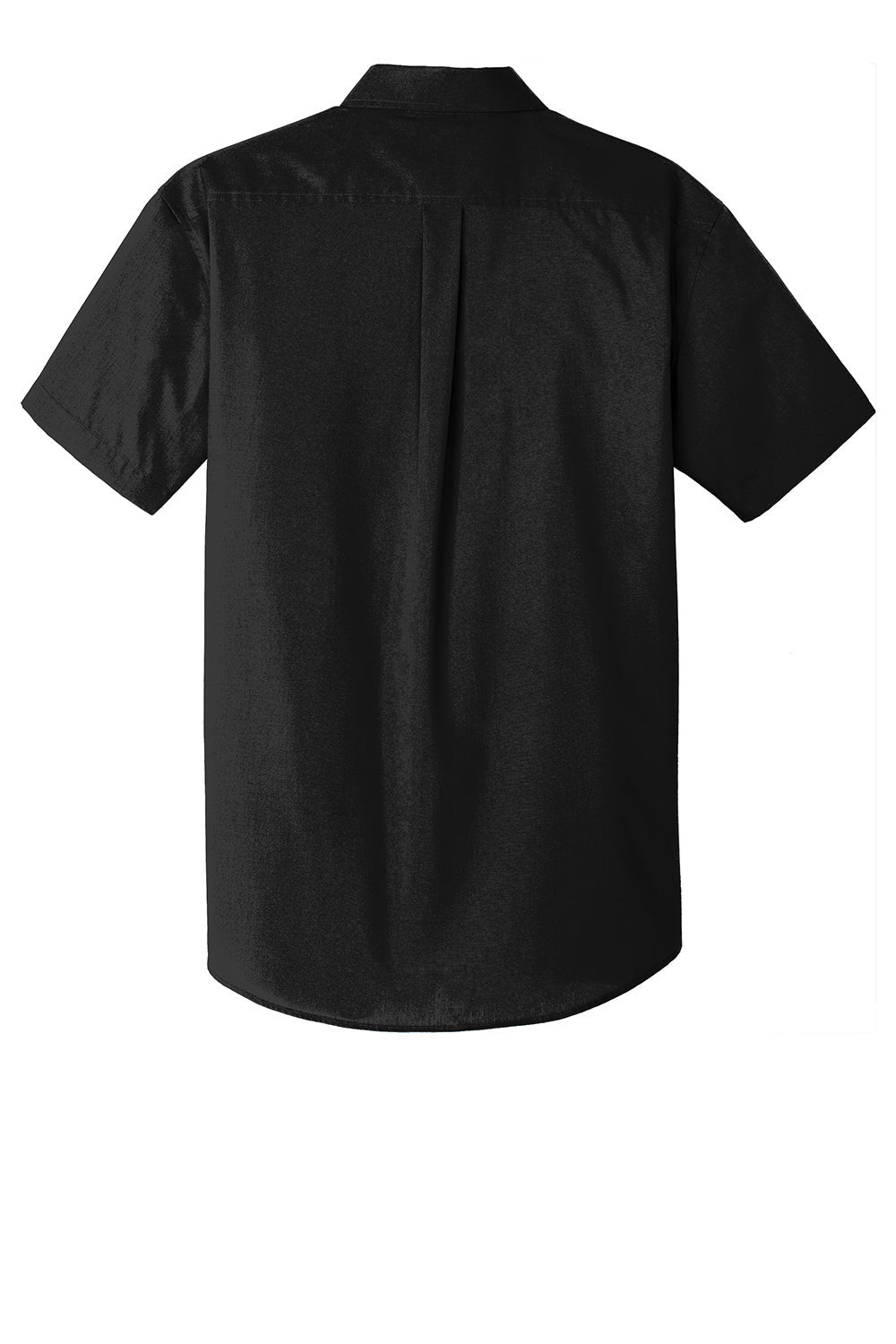 Mens Carefree Stain Resistant Short Sleeve Button Down Shirt w/ Pocket - Deep Black