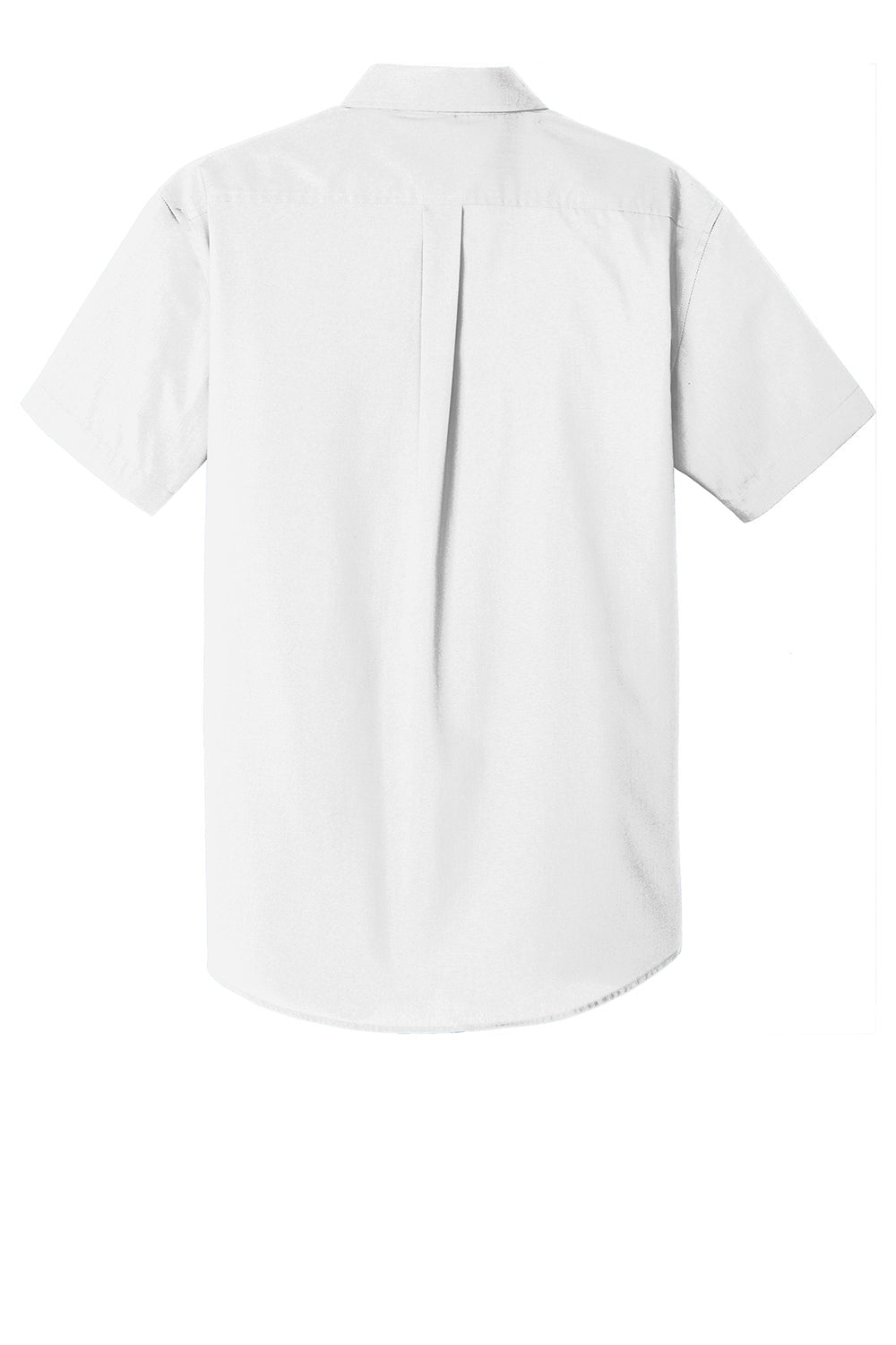 Mens Carefree Stain Resistant Short Sleeve Button Down Shirt w/ Pocket - White