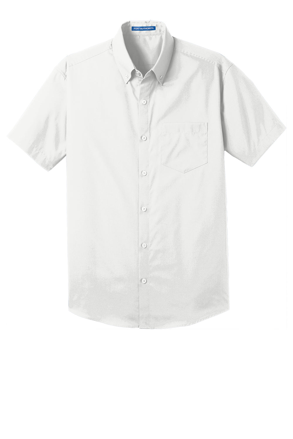 Mens Carefree Stain Resistant Short Sleeve Button Down Shirt w/ Pocket - White