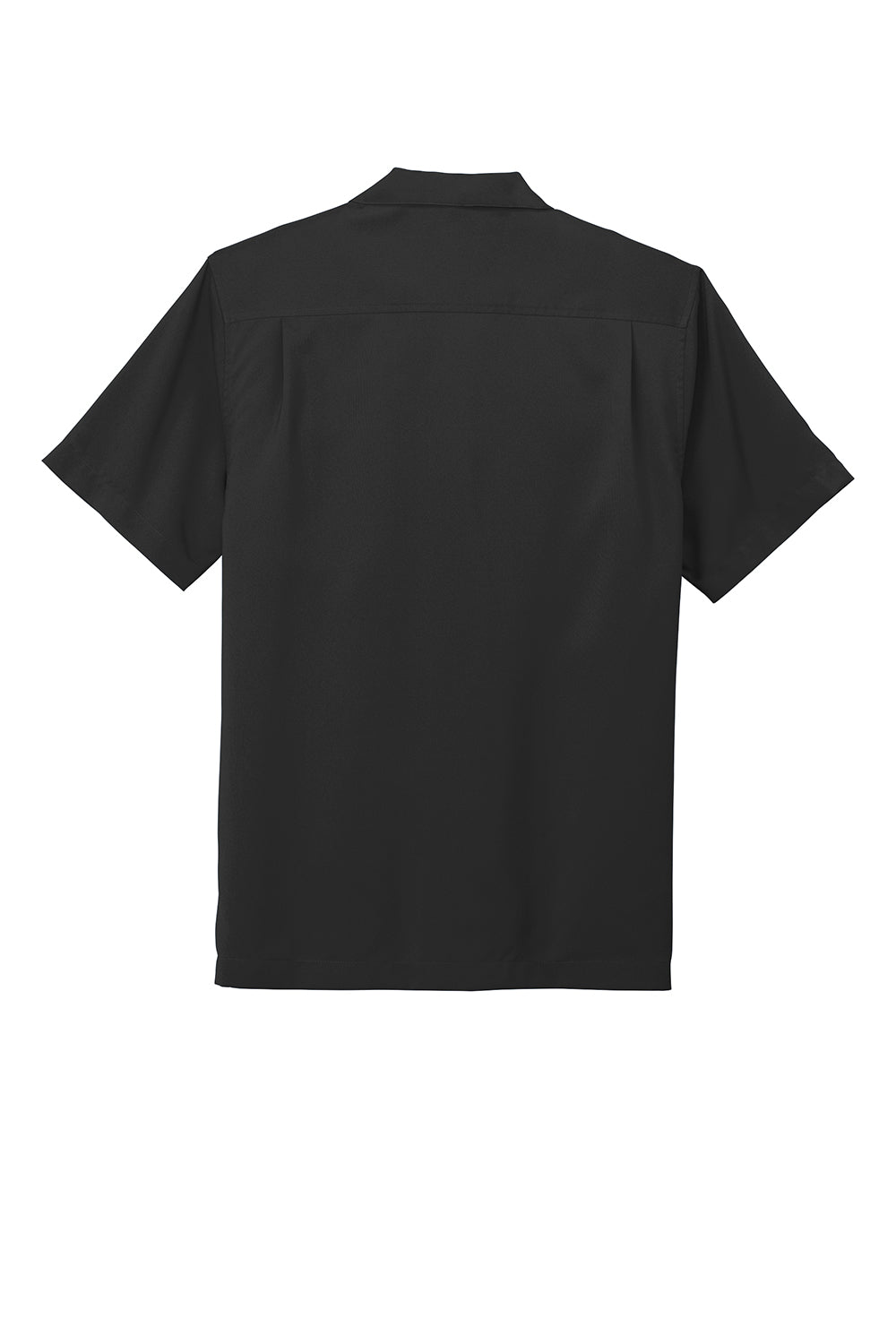 Mens Performance Moisture Wicking Short Sleeve Button Down Camp Shirt w/ Pocket - Black