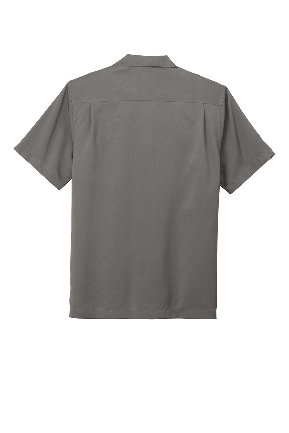 Mens Performance Moisture Wicking Short Sleeve Button Down Camp Shirt w/ Pocket - Graphite Grey