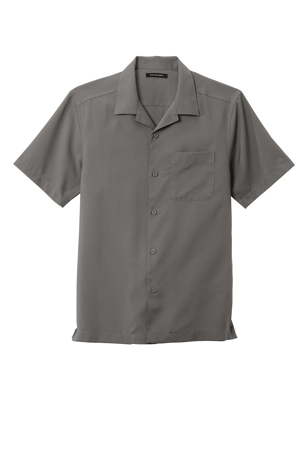 Mens Performance Moisture Wicking Short Sleeve Button Down Camp Shirt w/ Pocket - Graphite Grey