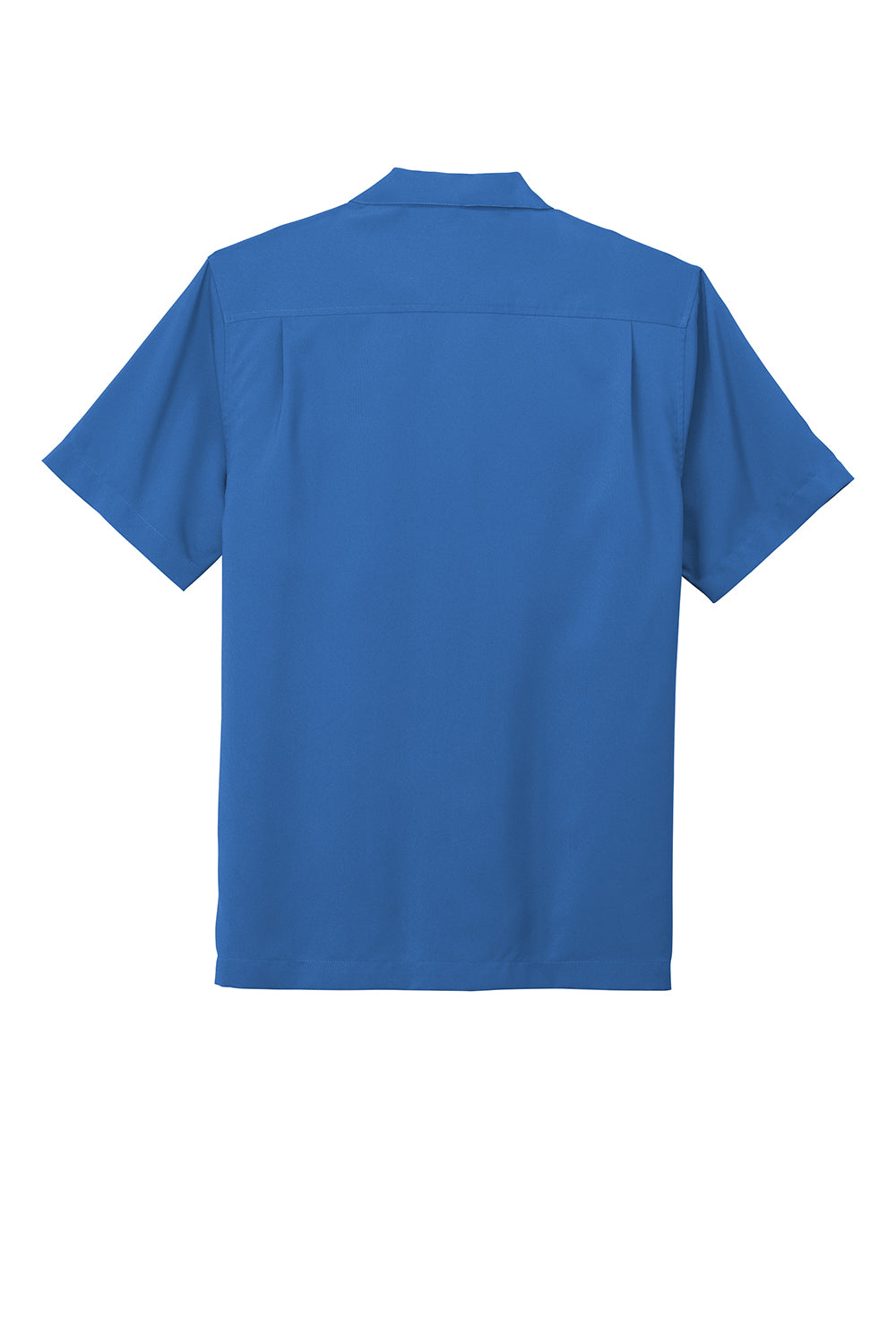 Mens Performance Moisture Wicking Short Sleeve Button Down Camp Shirt w/ Pocket - True Blue