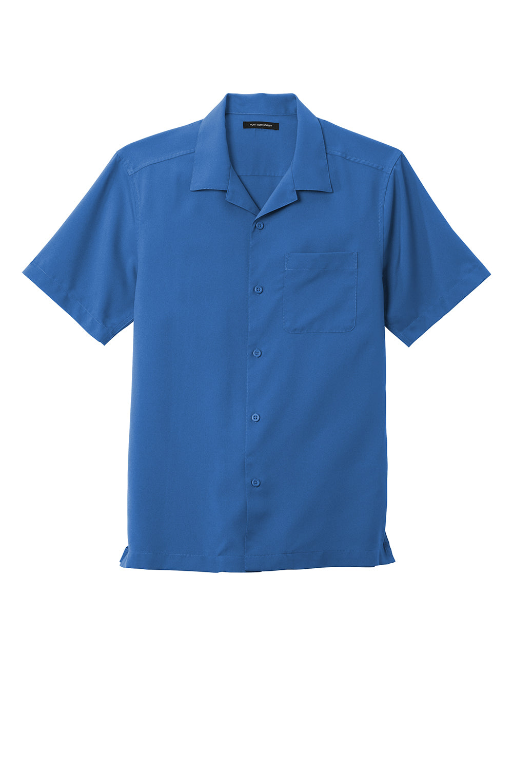 Mens Performance Moisture Wicking Short Sleeve Button Down Camp Shirt w/ Pocket - True Blue