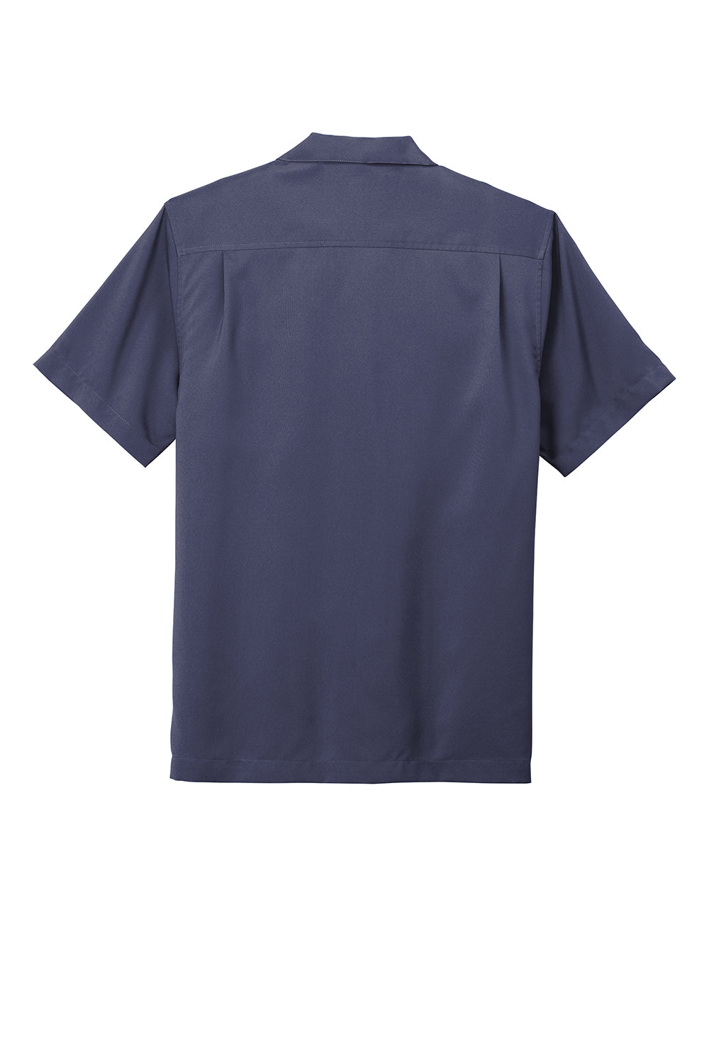 Mens Performance Moisture Wicking Short Sleeve Button Down Camp Shirt w/ Pocket - True Navy Blue