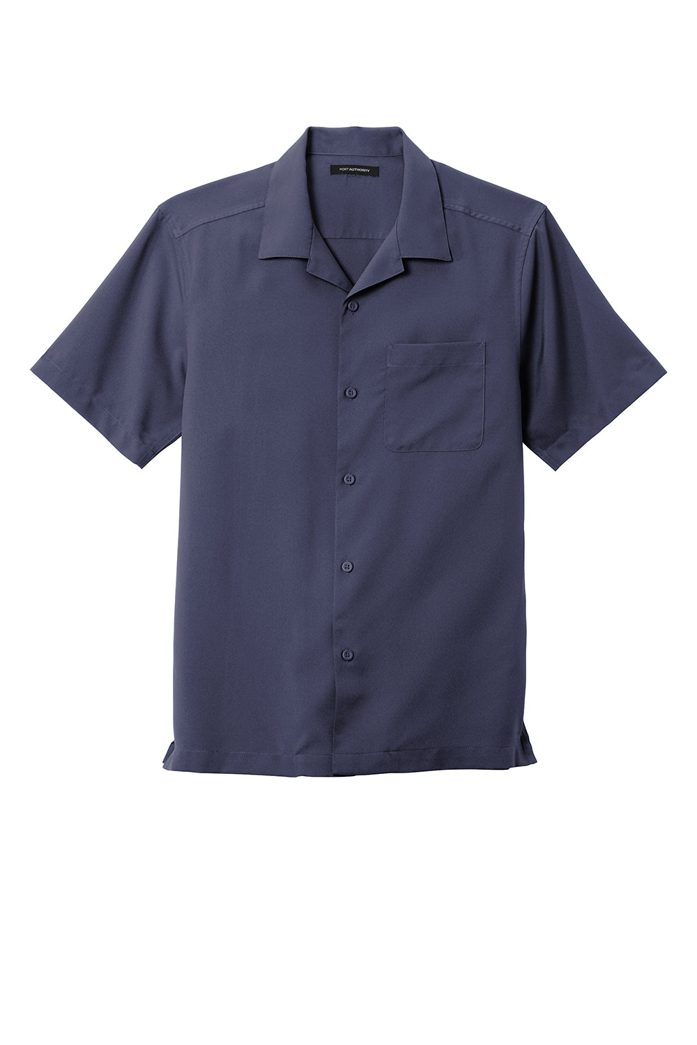 Mens Performance Moisture Wicking Short Sleeve Button Down Camp Shirt w/ Pocket - True Navy Blue