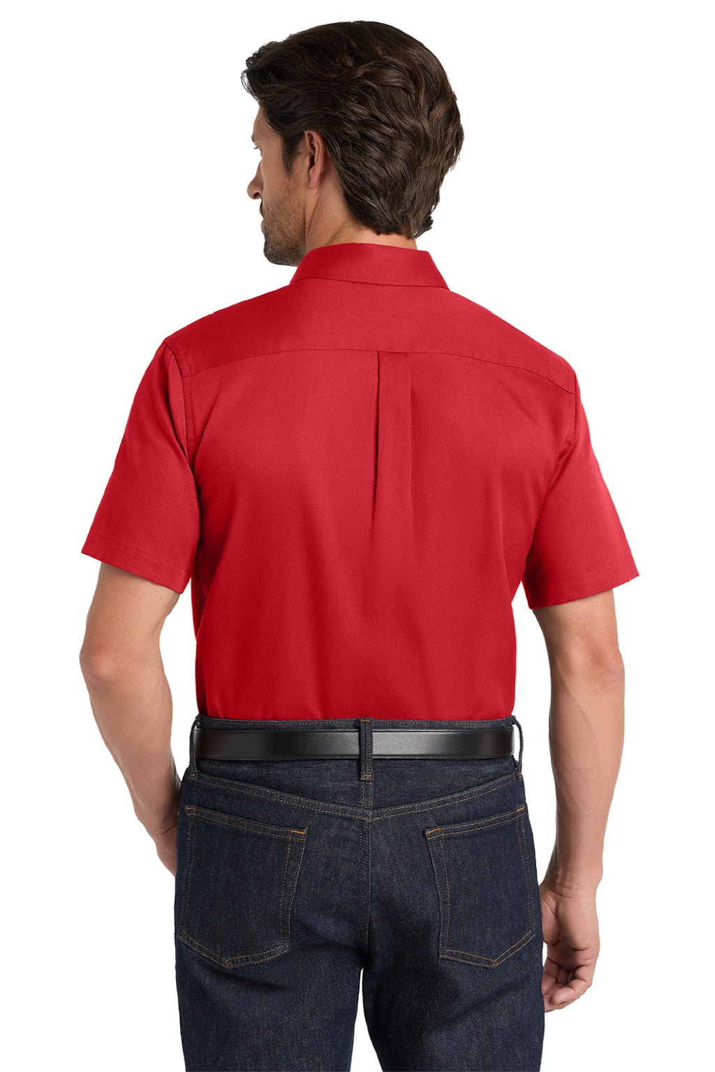 Mens SuperPro Wrinkle Resistant React Short Sleeve Button Down Shirt w/ Pocket - Rich Red