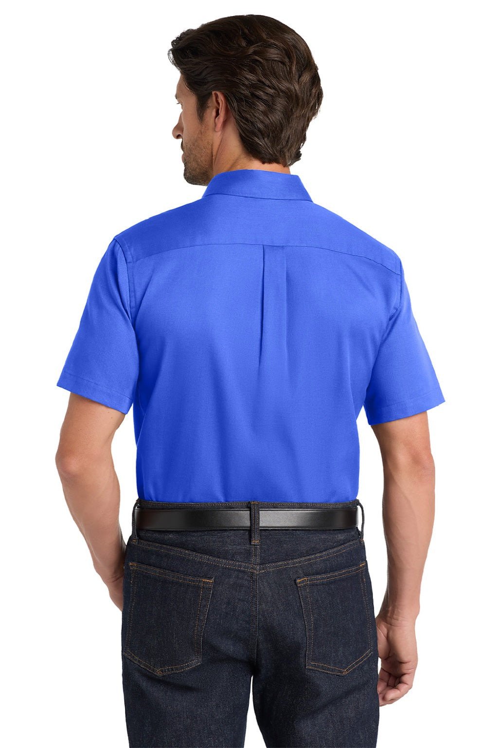 Mens SuperPro Wrinkle Resistant React Short Sleeve Button Down Shirt w/ Pocket - True Royal Blue