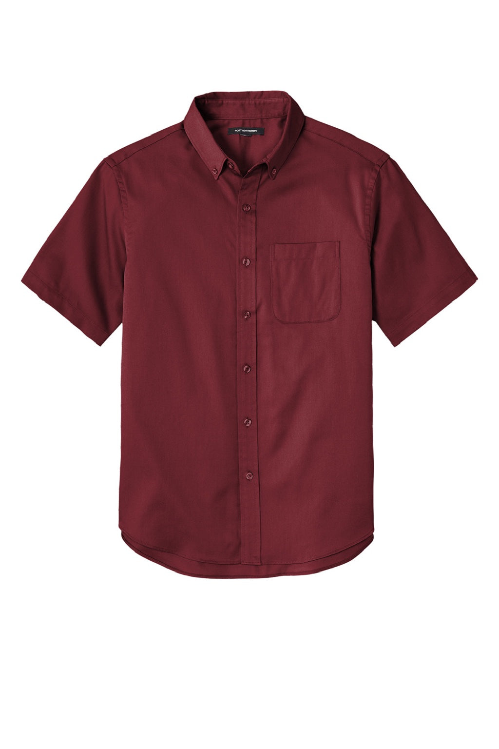 Mens SuperPro Wrinkle Resistant React Short Sleeve Button Down Shirt w/ Pocket - Burgundy
