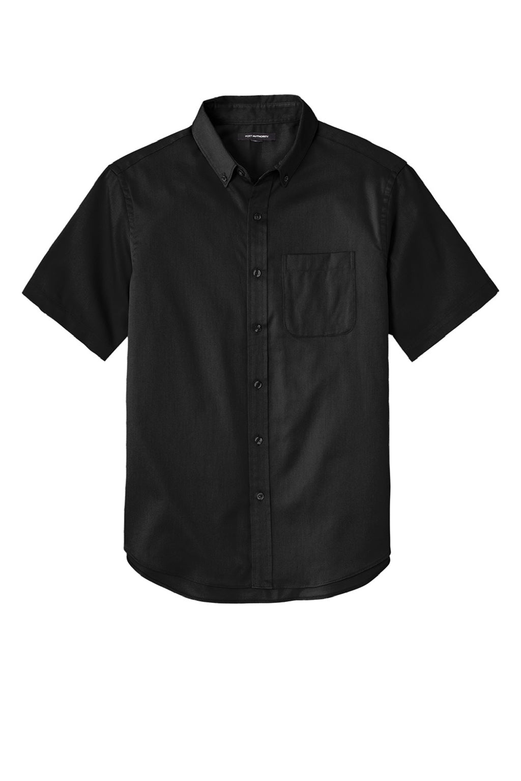Mens SuperPro Wrinkle Resistant React Short Sleeve Button Down Shirt w/ Pocket - Deep Black