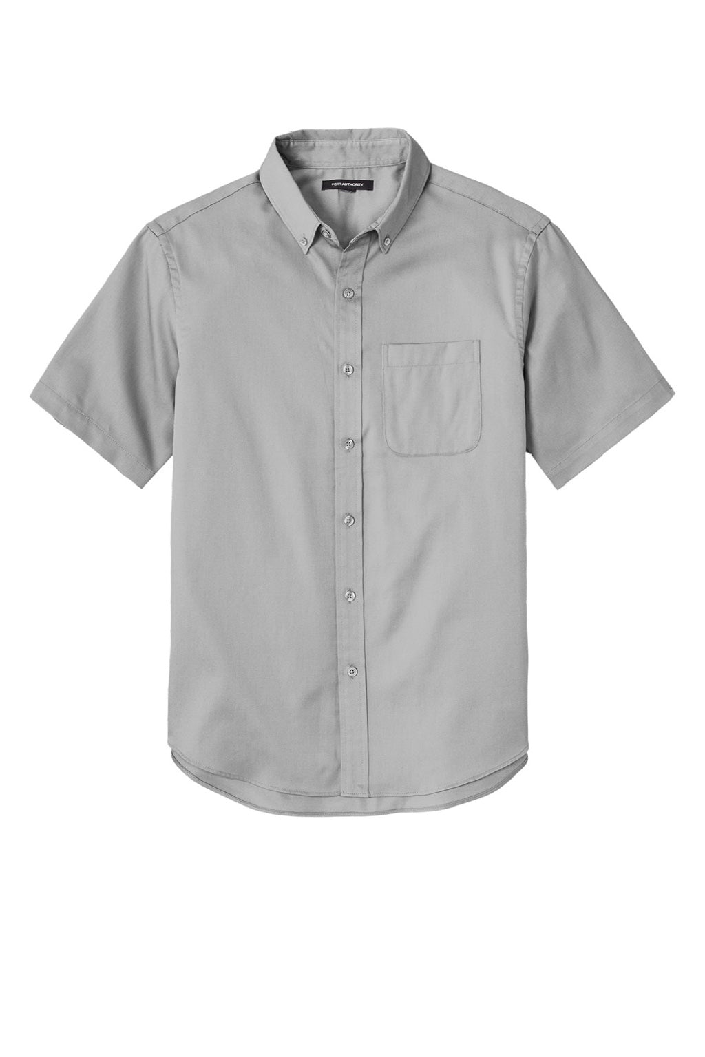 Mens SuperPro Wrinkle Resistant React Short Sleeve Button Down Shirt w/ Pocket - Gusty Grey