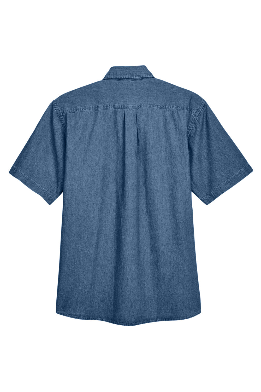 Mens Denim Short Sleeve Button Down Shirt w/ Pocket - Light Denim