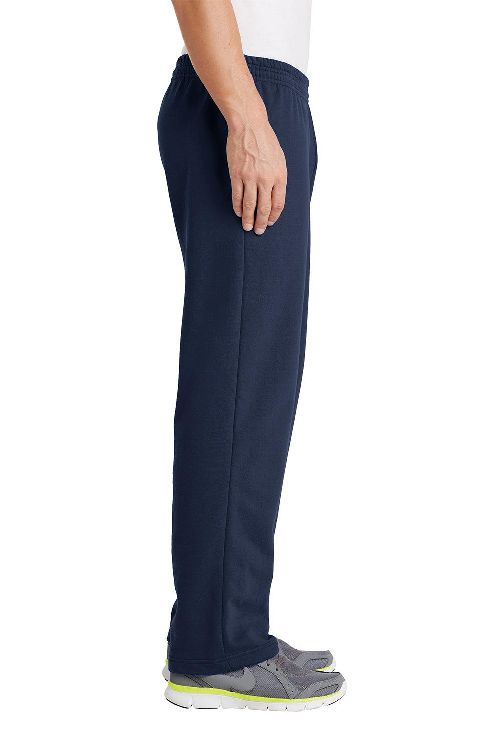 Mens Core Pill Resistant Fleece Open Bottom Sweatpants w/ Pockets - Navy Blue