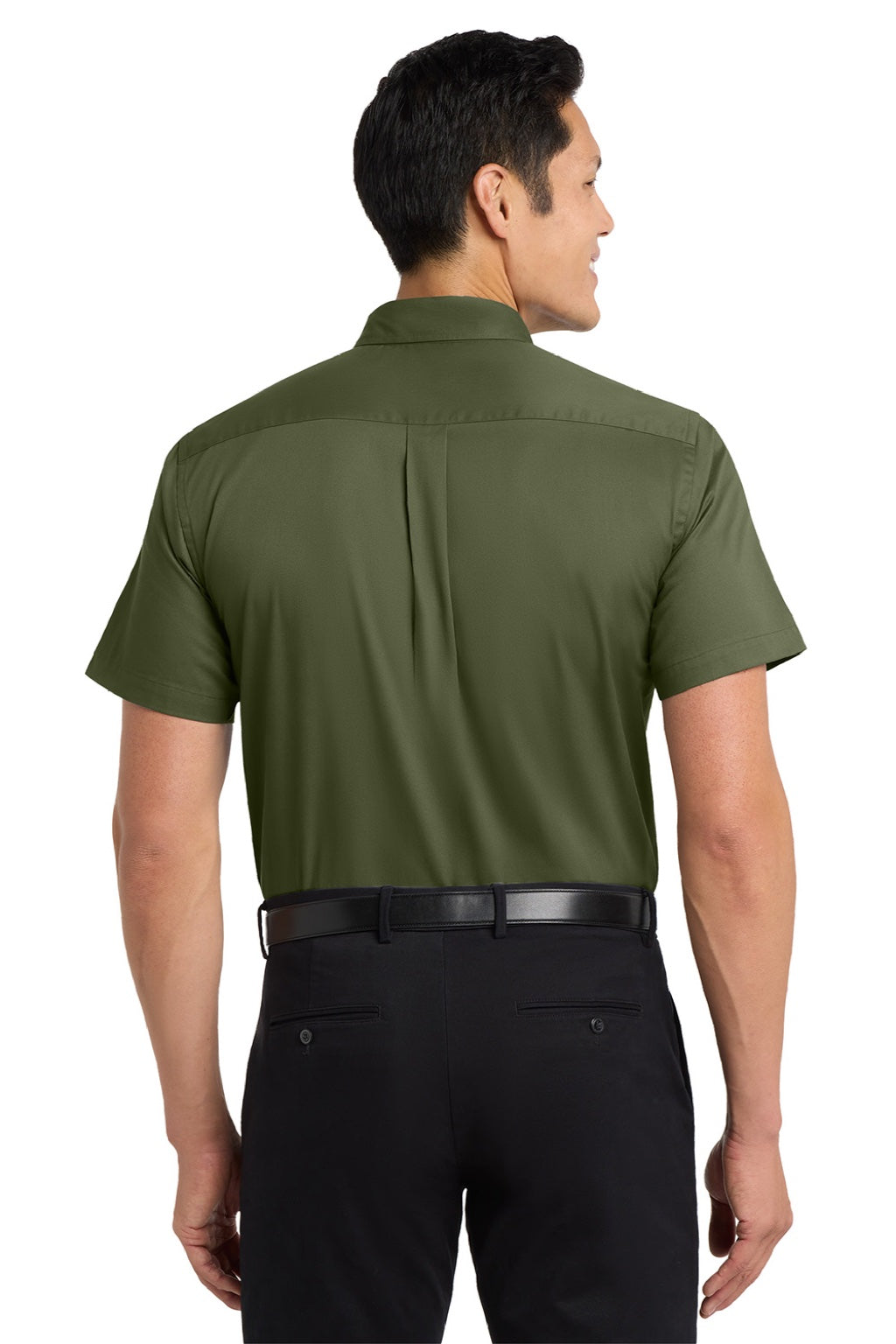 Mens Easy Care Wrinkle Resistant Short Sleeve Button Down Shirt w/ Pocket - Clover Green