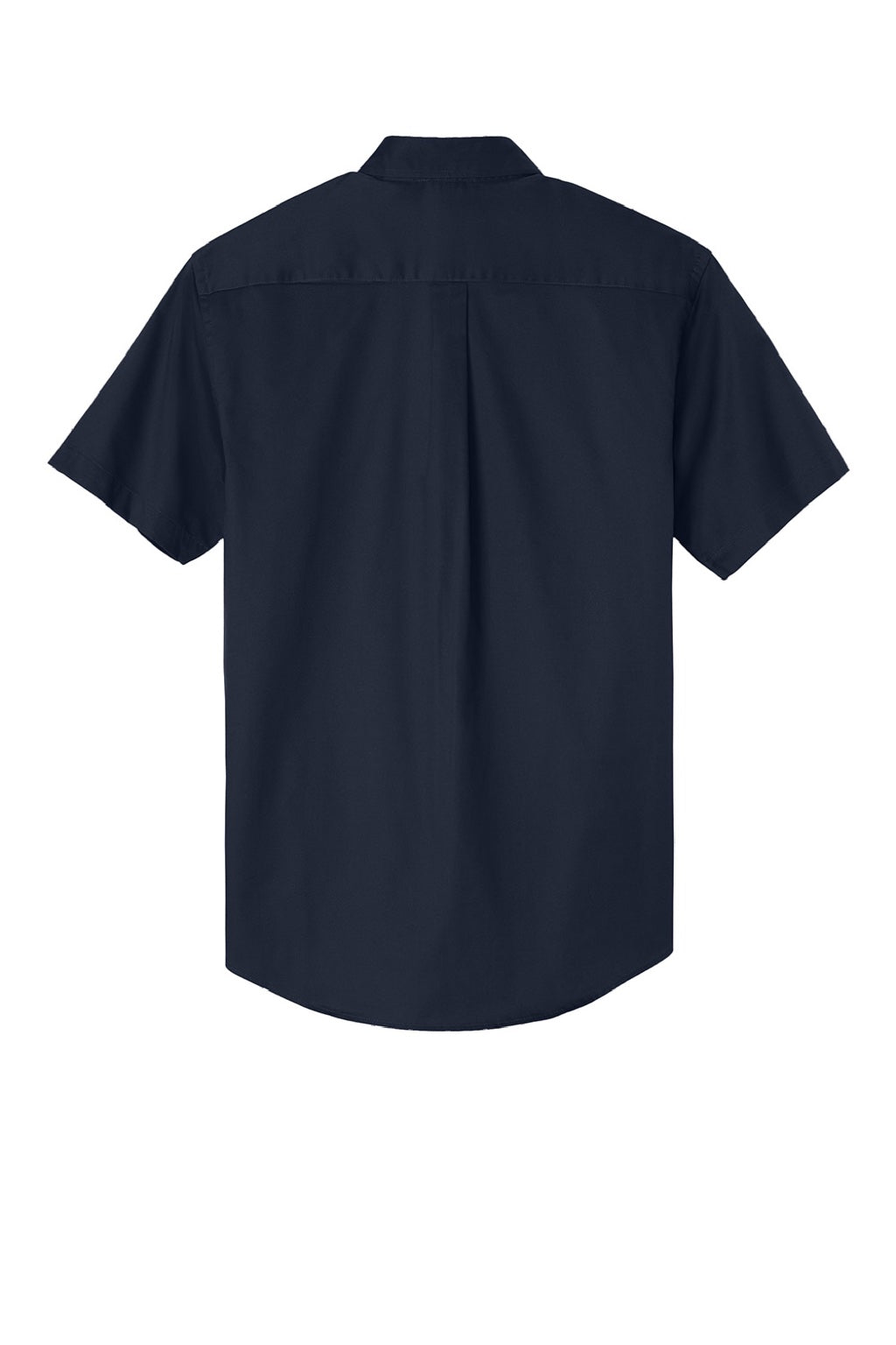 Mens Easy Care Wrinkle Resistant Short Sleeve Button Down Shirt w/ Pocket - Navy Blue/Light Stone