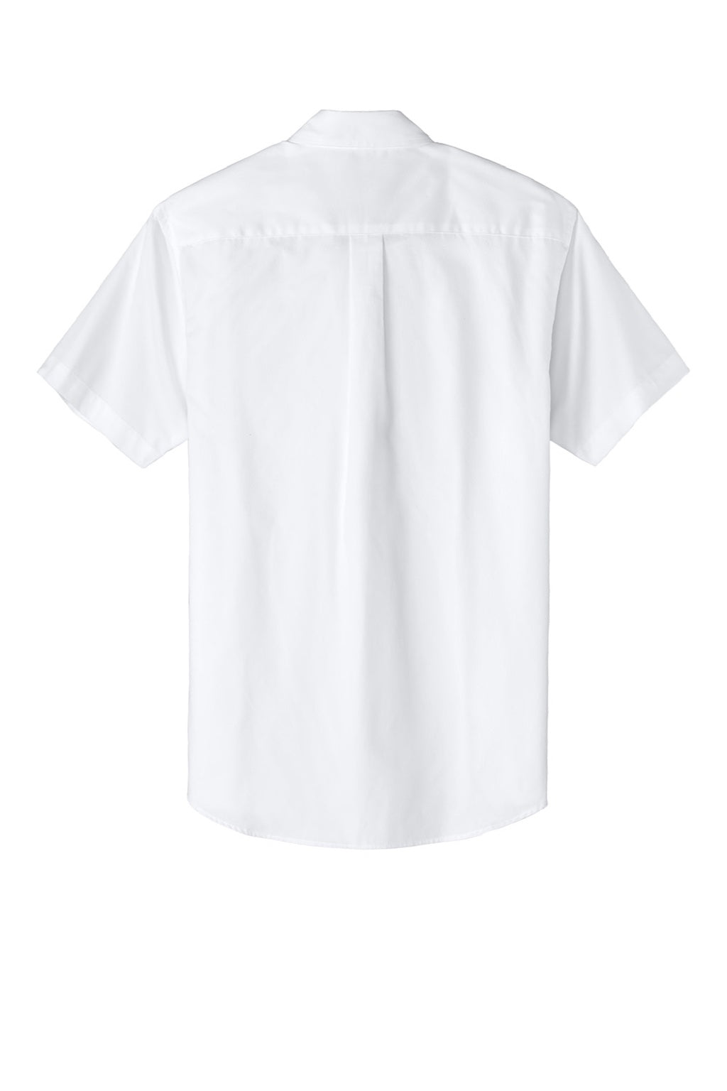 Mens Easy Care Wrinkle Resistant Short Sleeve Button Down Shirt w/ Pocket - White/Light Stone