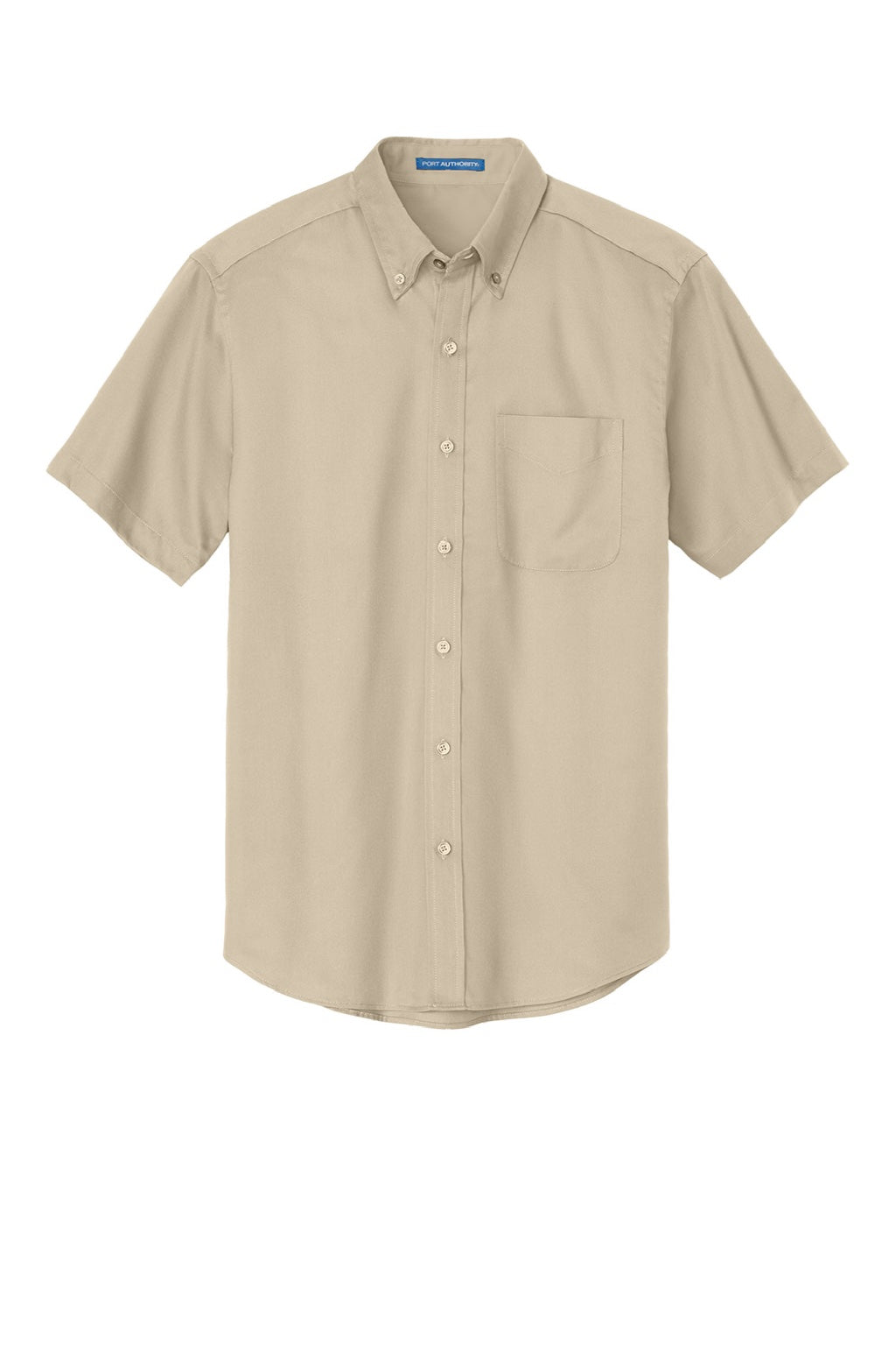 Mens Easy Care Wrinkle Resistant Short Sleeve Button Down Shirt w/ Pocket - Stone Brown