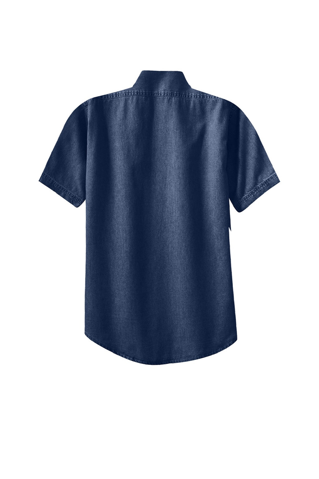 Mens Denim Short Sleeve Button Down Shirt w/ Pocket - Ink Blue