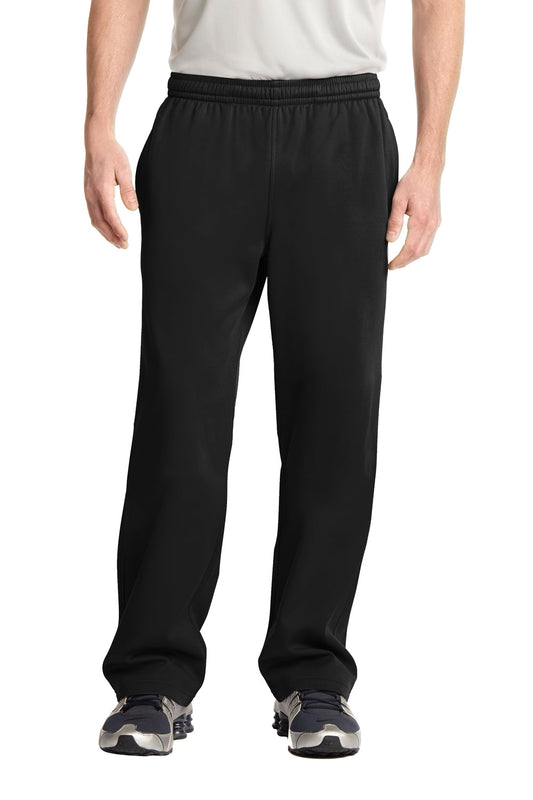 Mens Sport Wick Moisture Wicking Fleece Sweatpants w/ Pockets - Black